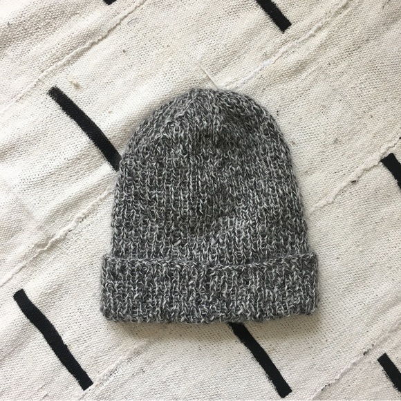 Handmade Accessories - 100% Alpaca Ribbed Beanie Hand Knit S M L Unisex Natural Undyed